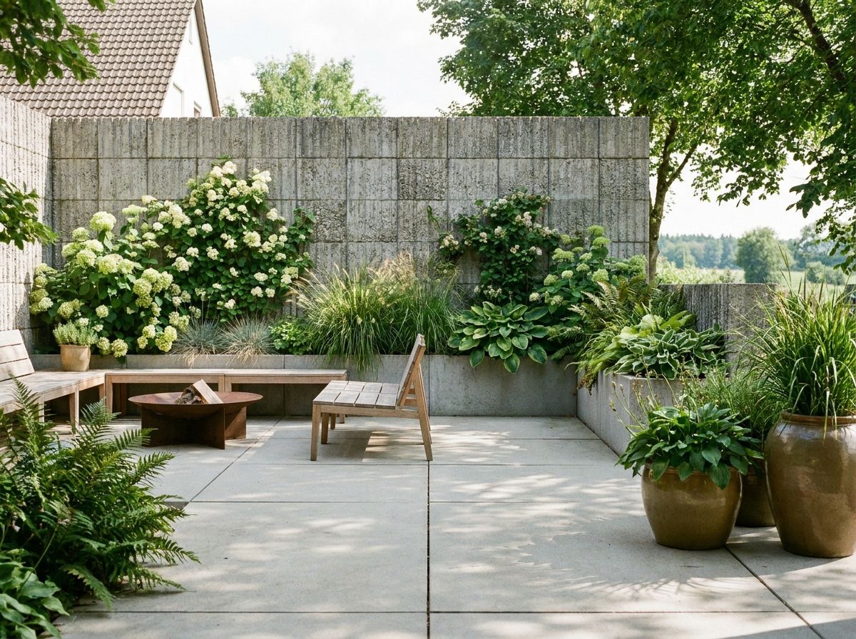 Fertige Terrassenfläche mit Sitzbereich